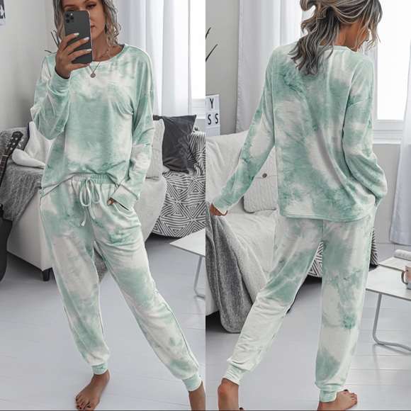 Stunning Mystery Other - 🆕Green Tie Dye Long Sleeve Pants Lounge Set